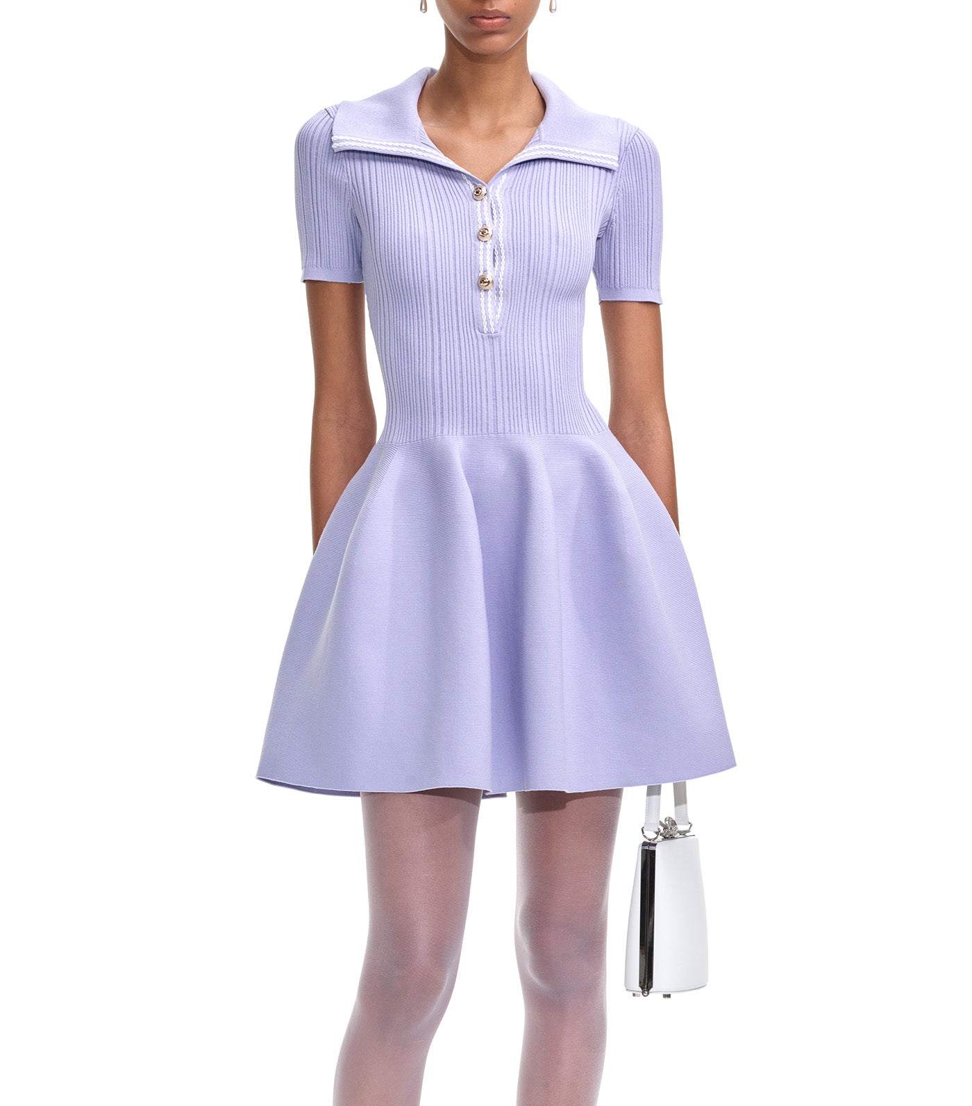 Ribbed Knit Mini Dress Lilac