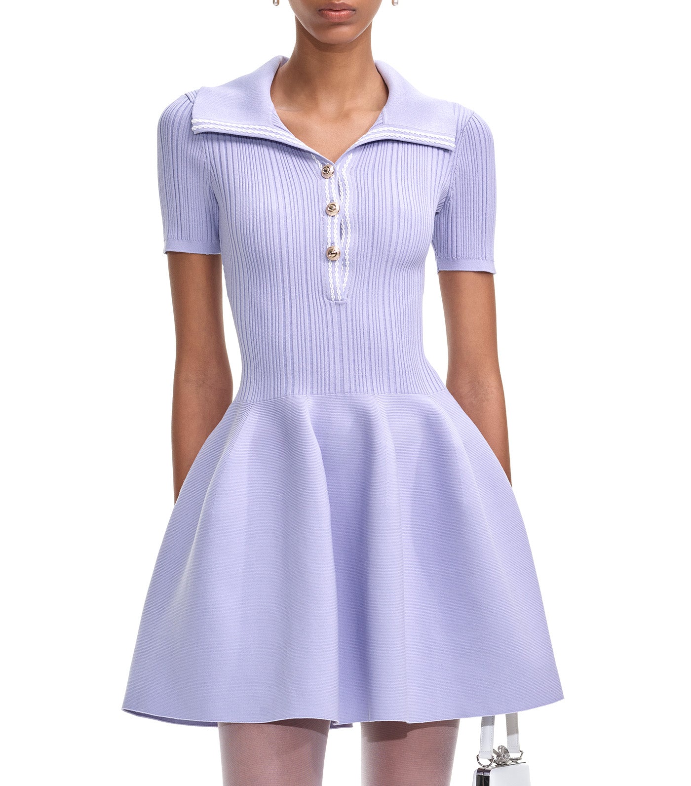 Ribbed Knit Mini Dress Lilac