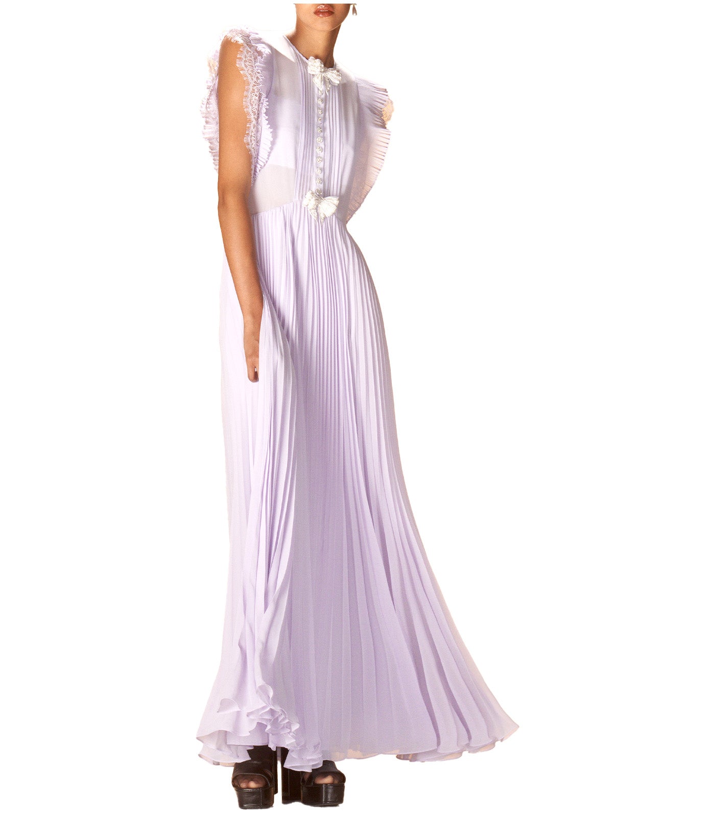 Chiffon Ruffle Maxi Dress Lilac