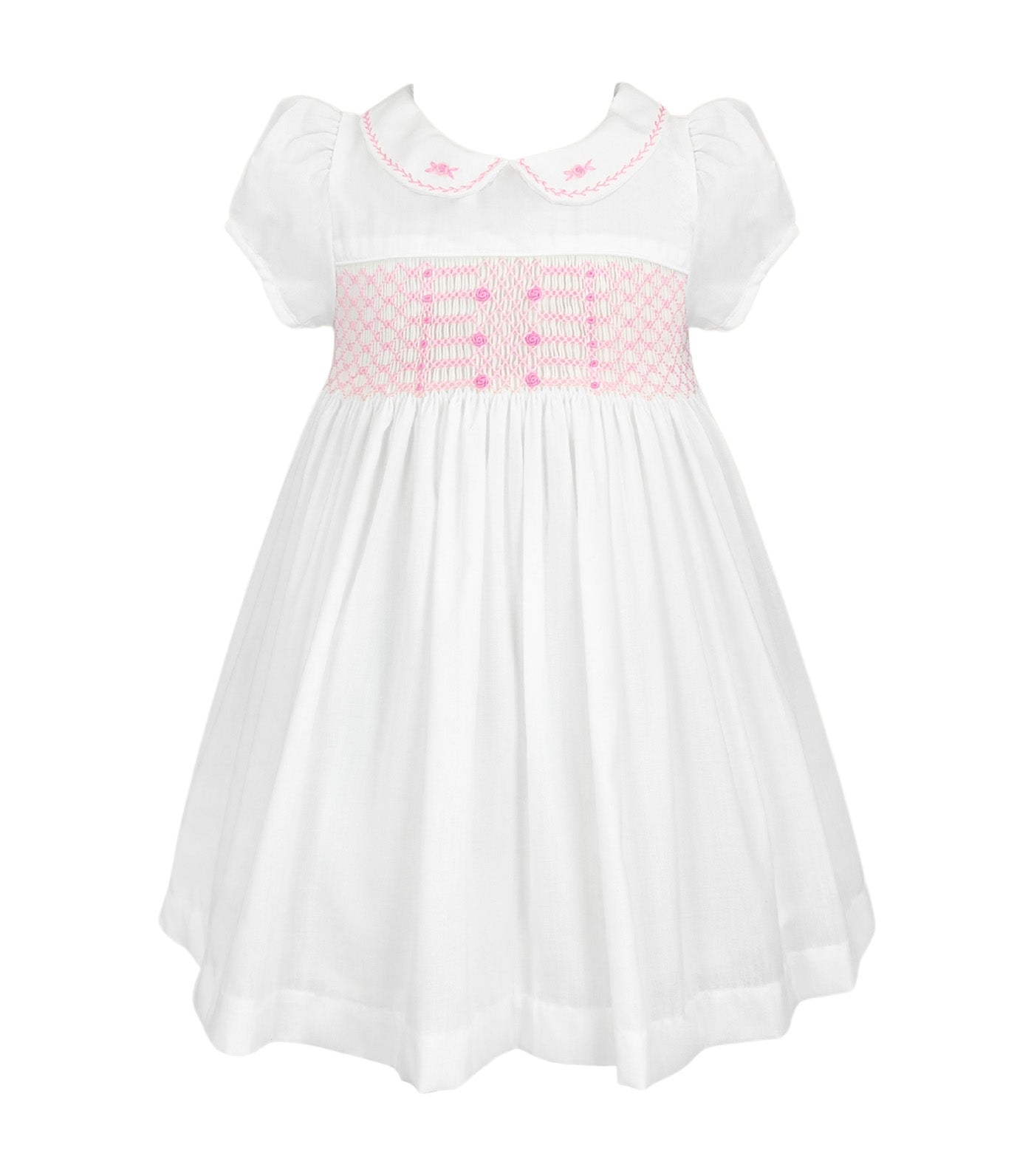 Periwinkle Hermie Baby Girls Smocked Dress White
