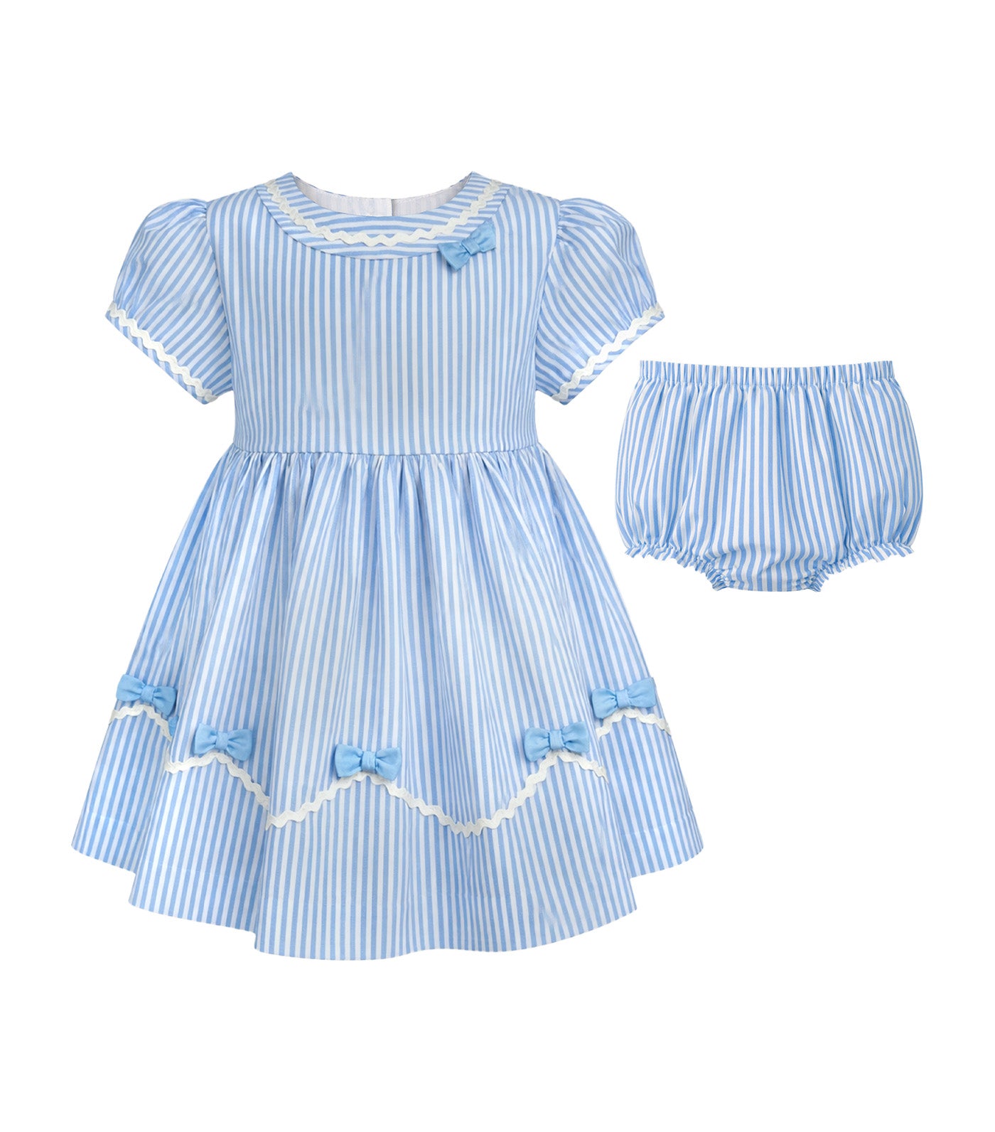 Periwinkle Aria Baby Girls Striped Dress Blue
