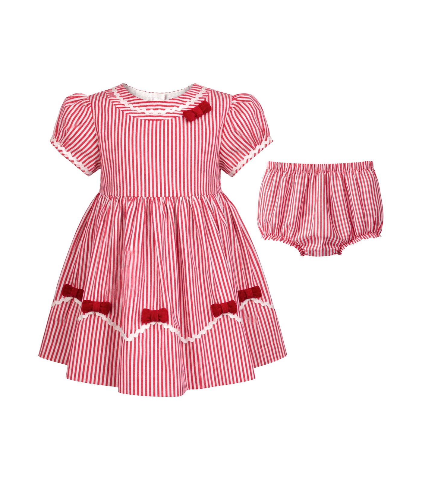 Periwinkle Aria Baby Girls Striped Dress Red