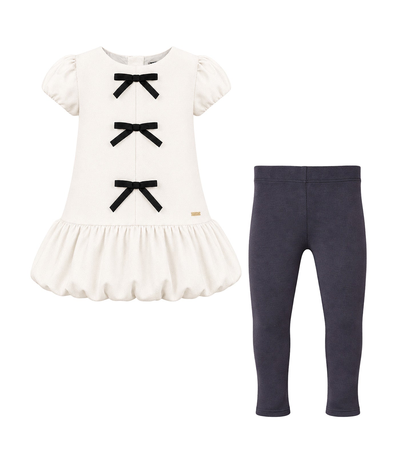 Sharlene Baby Girls Blouse and Pants Set with Accessory Ivory