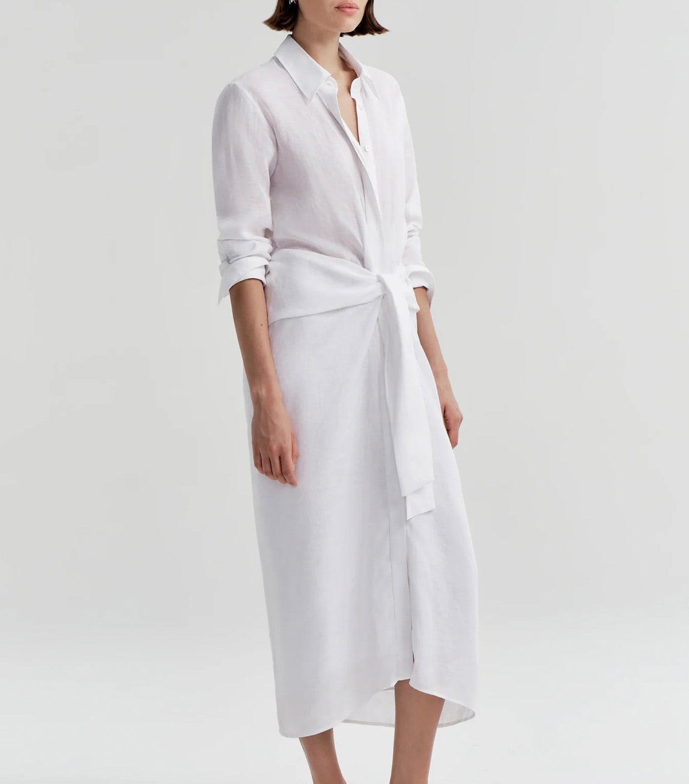 Mila Linen Midi Shirtdress White