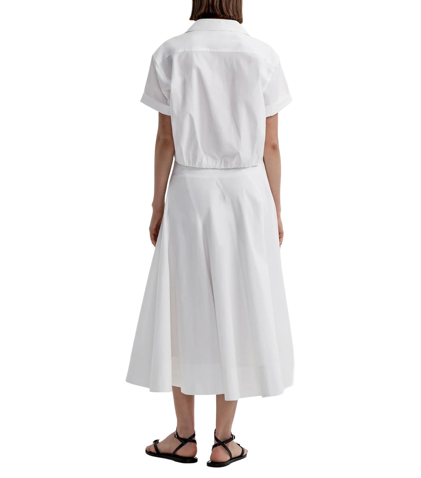 Lily Short Sleeve Cropped Cotton Shirt Bright White
