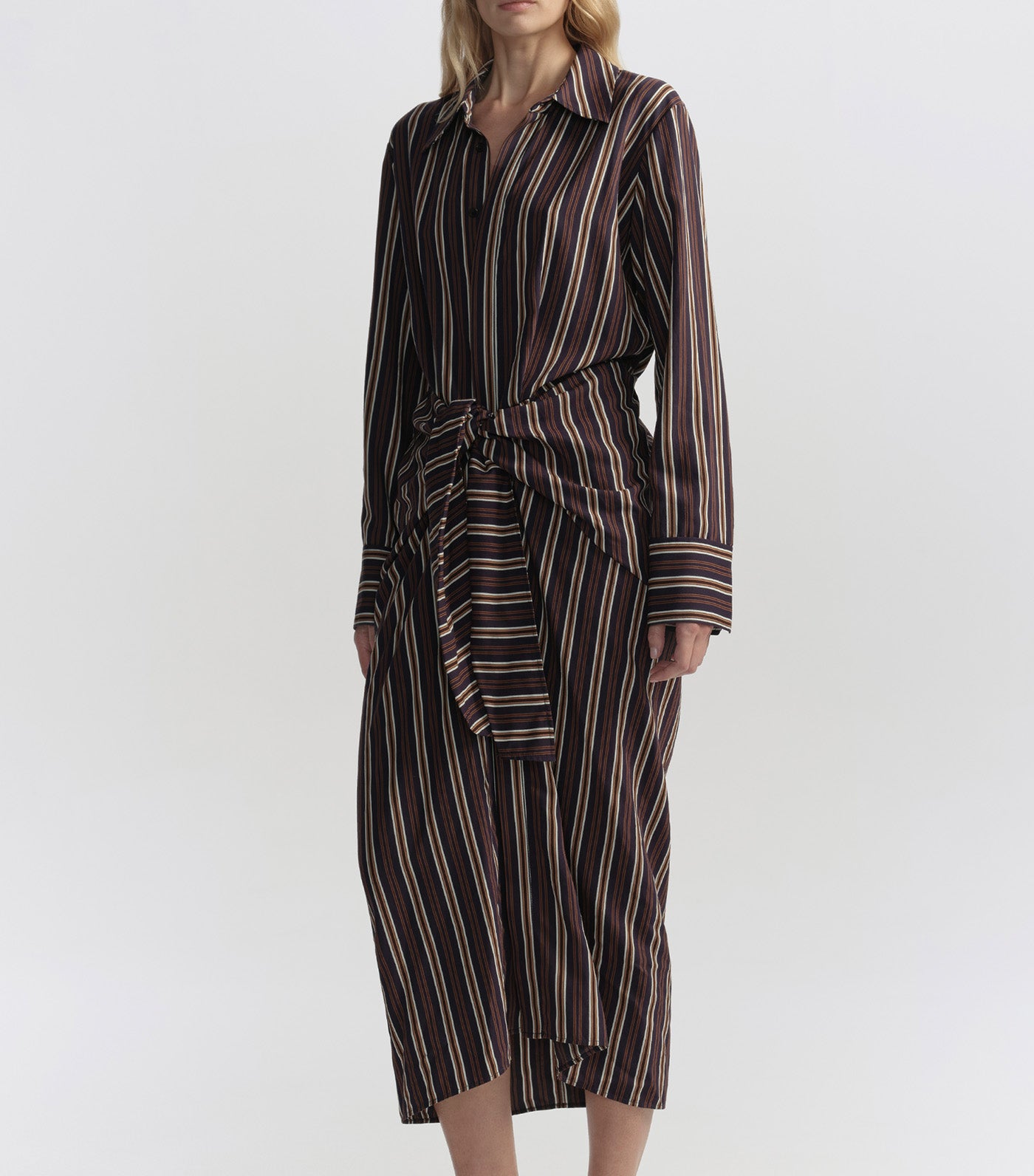 Mila Striped Midi Shirtdress Night Blue/Mint