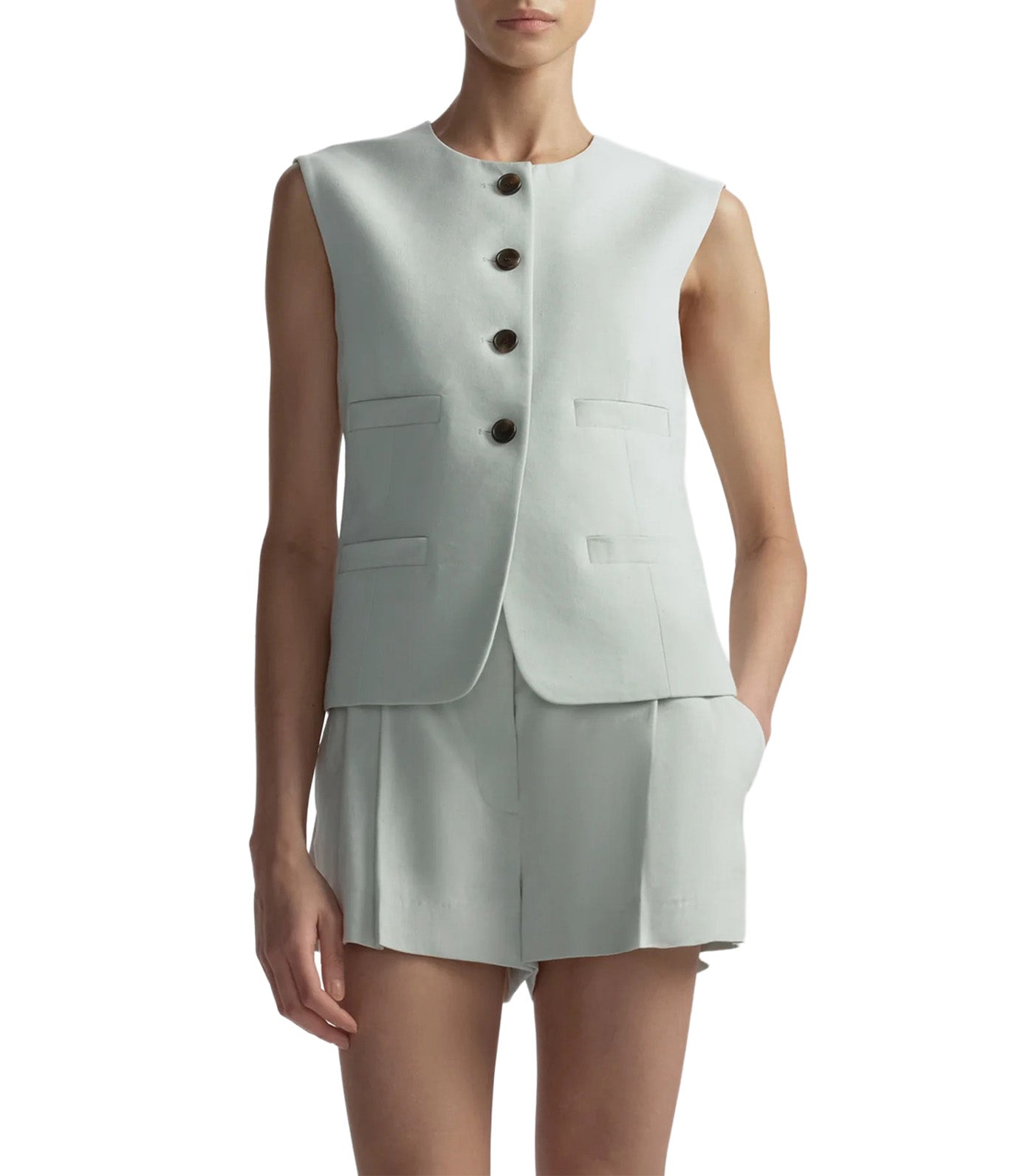 Georgie Linen Vest Pale Mint