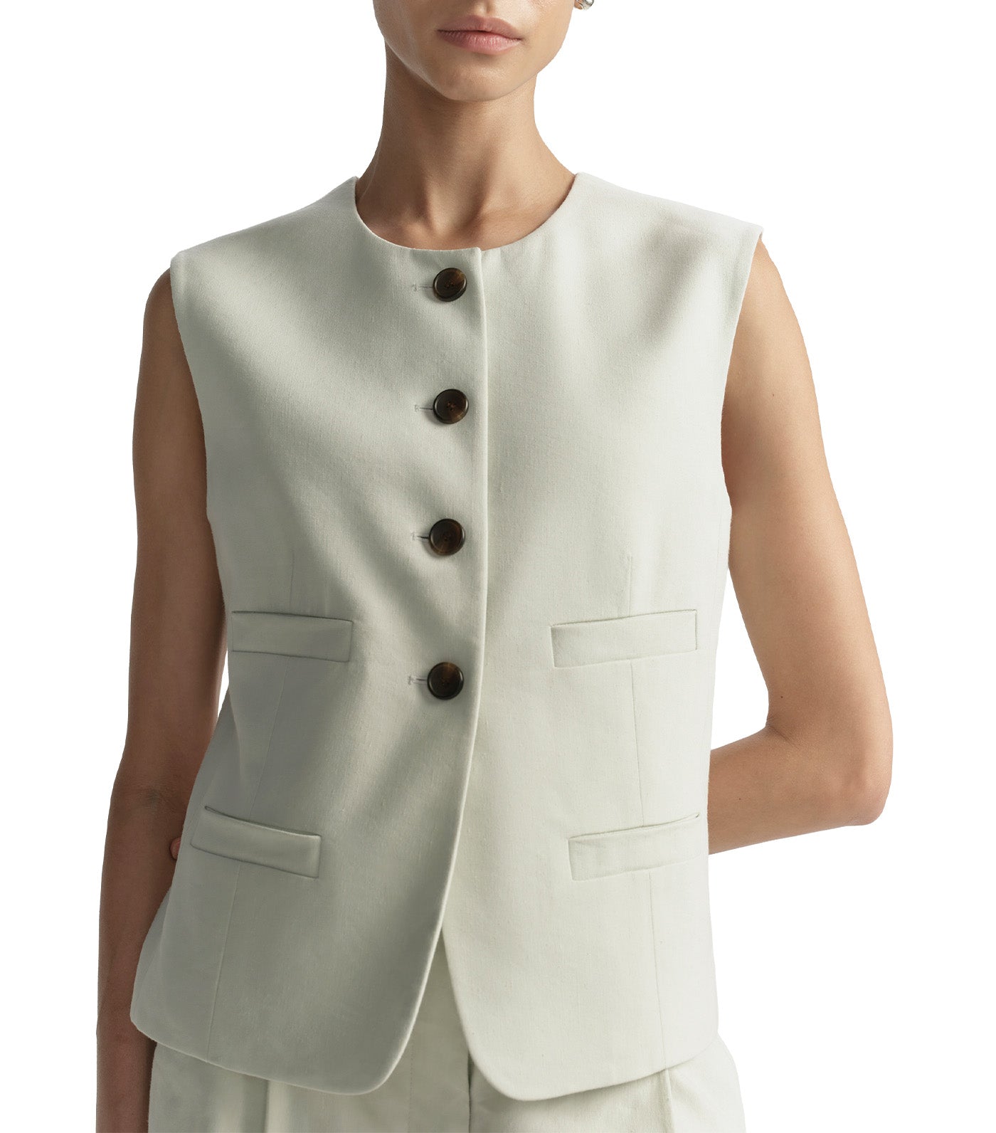 Georgie Linen Vest Pale Mint