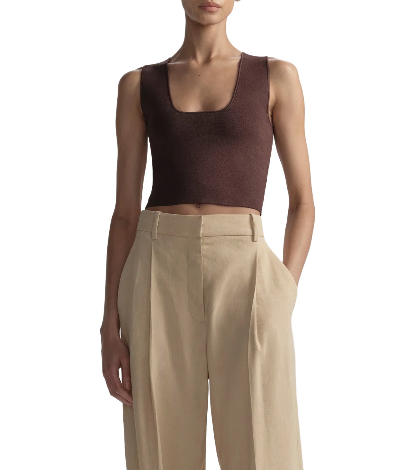 Sera Compact Knit Top Deepest Brown