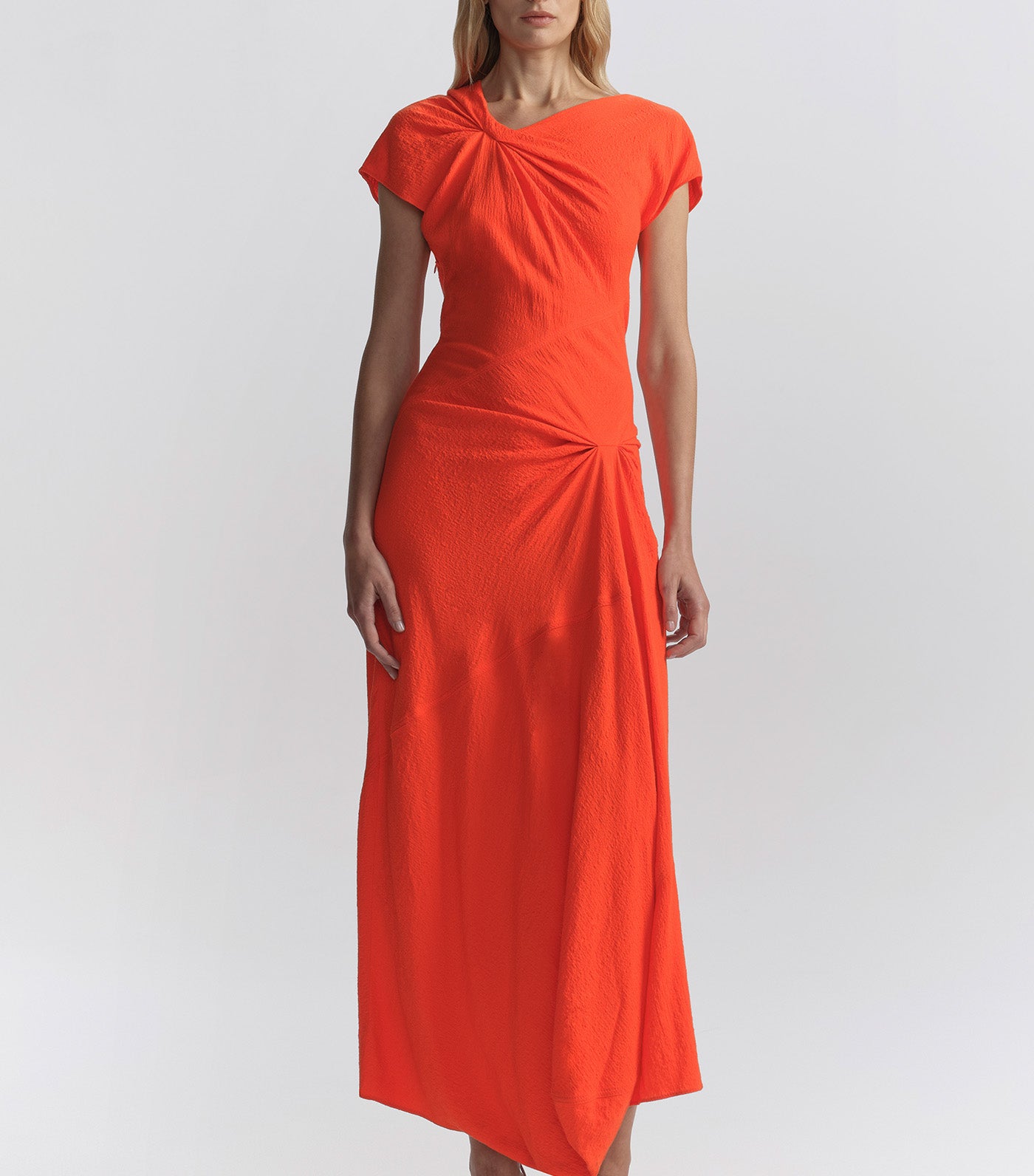 Willa Textured Crepe Midi Dress Persimmon