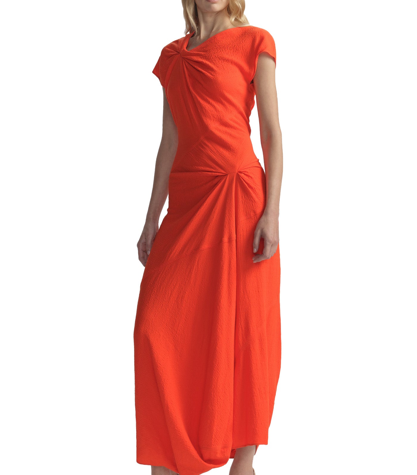 Willa Textured Crepe Midi Dress Persimmon