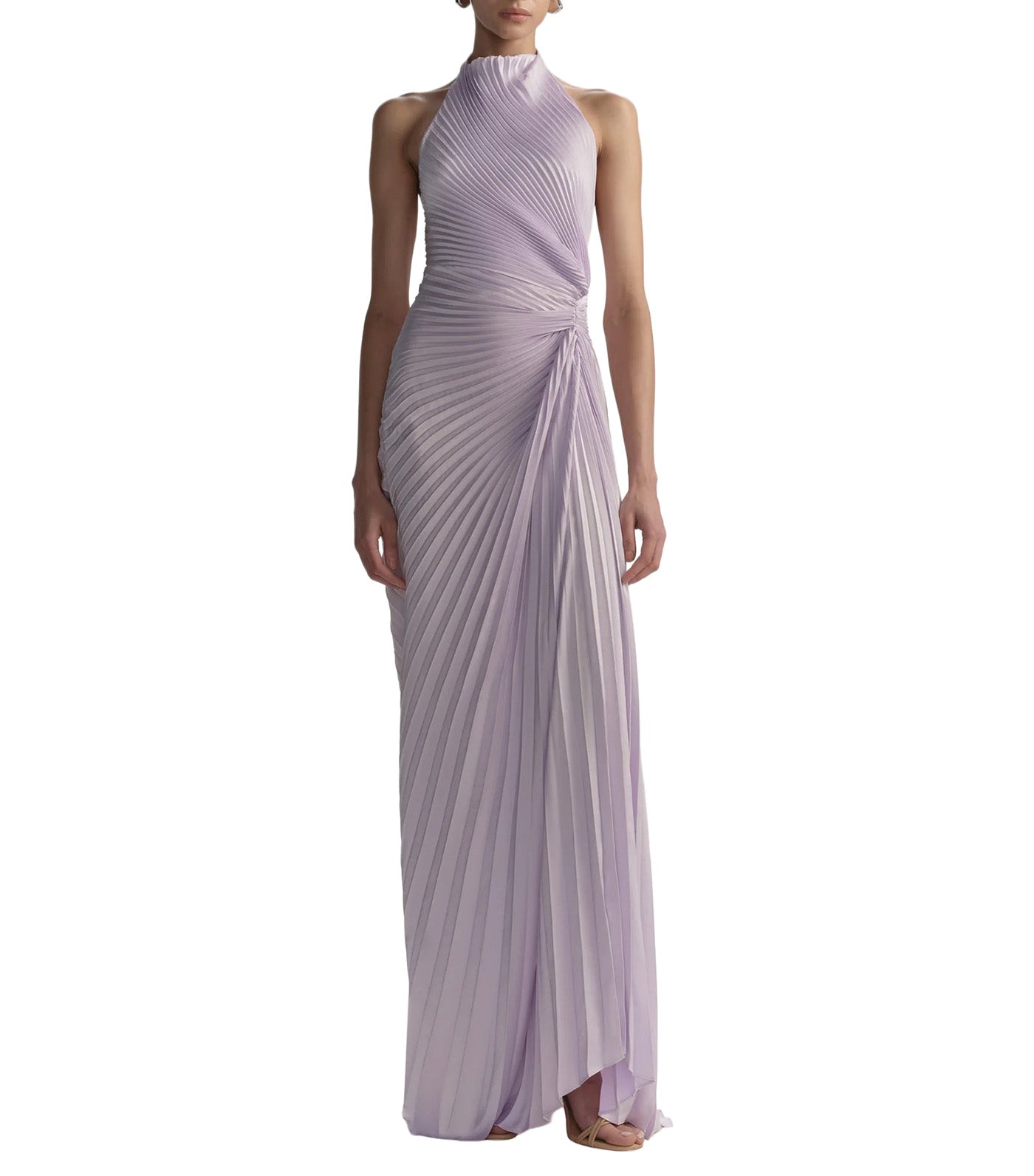 Romy Pleated Satin Gown Lilac