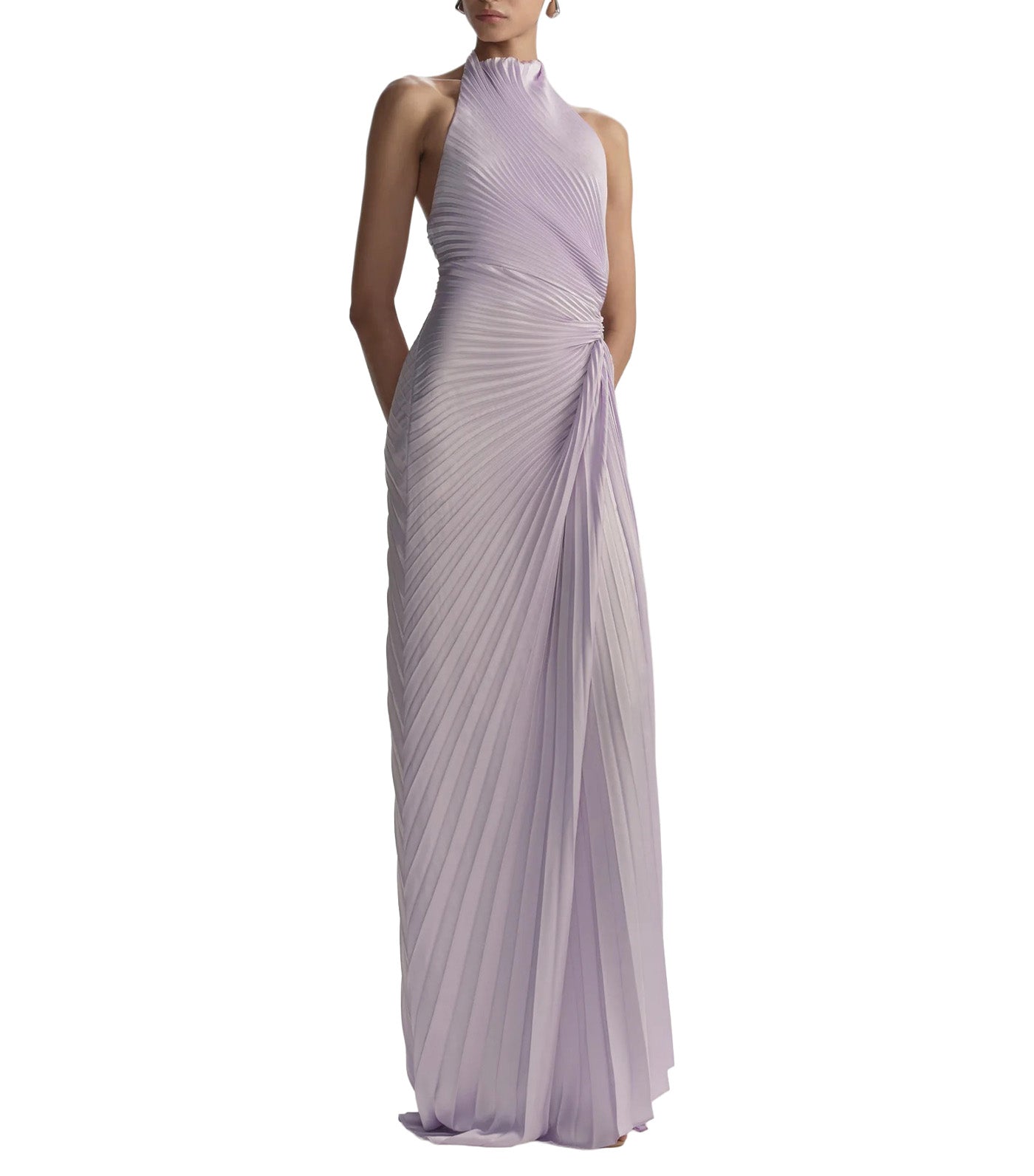 Romy Pleated Satin Gown Lilac