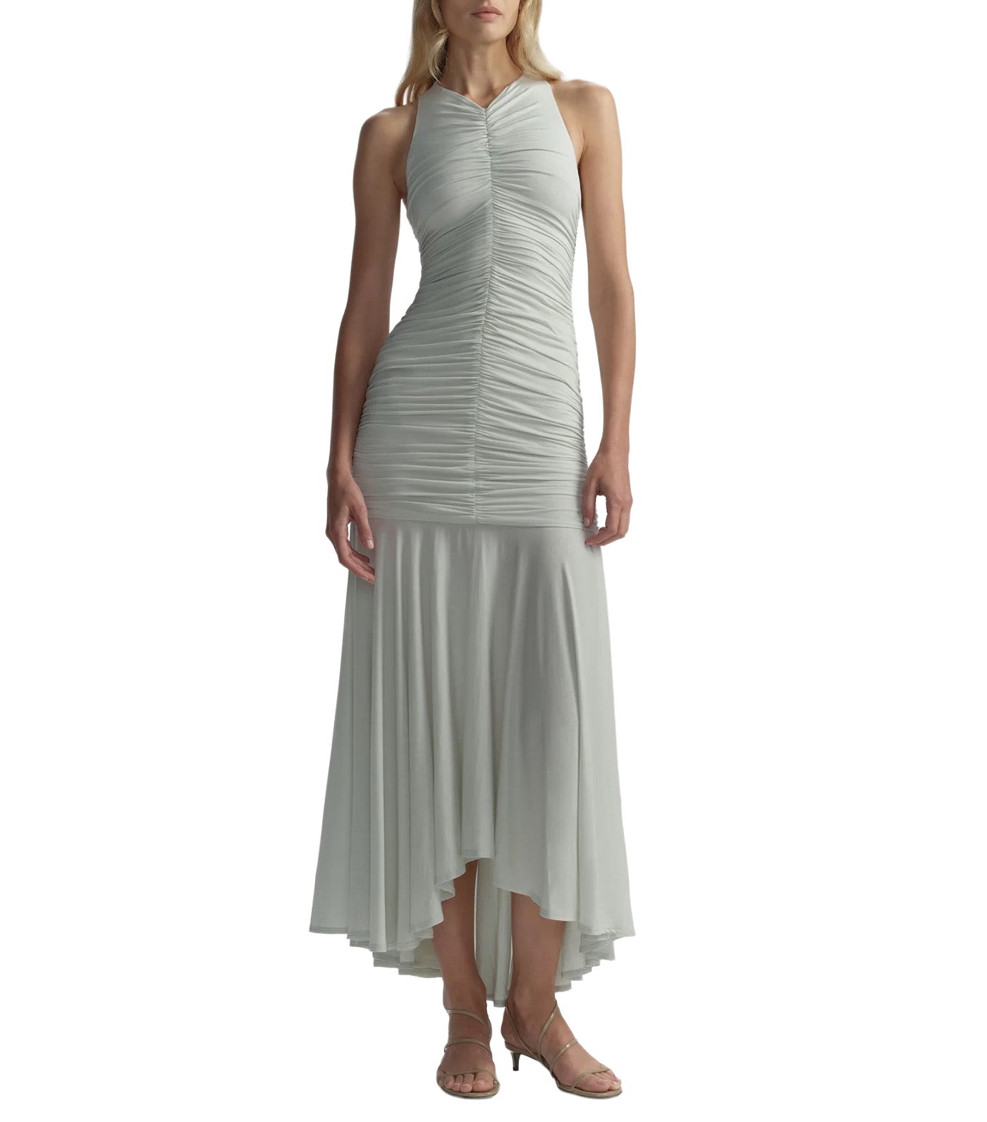 Ayla Ruched Knit Midi Dress Pale Mint
