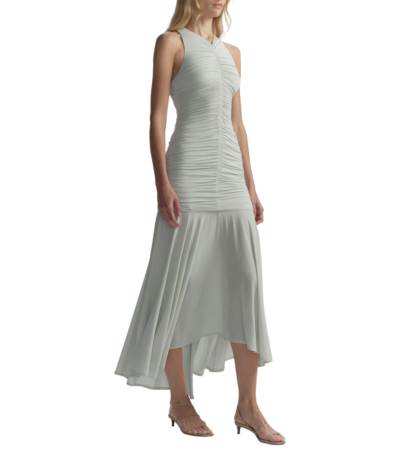 Ayla Ruched Knit Midi Dress Pale Mint