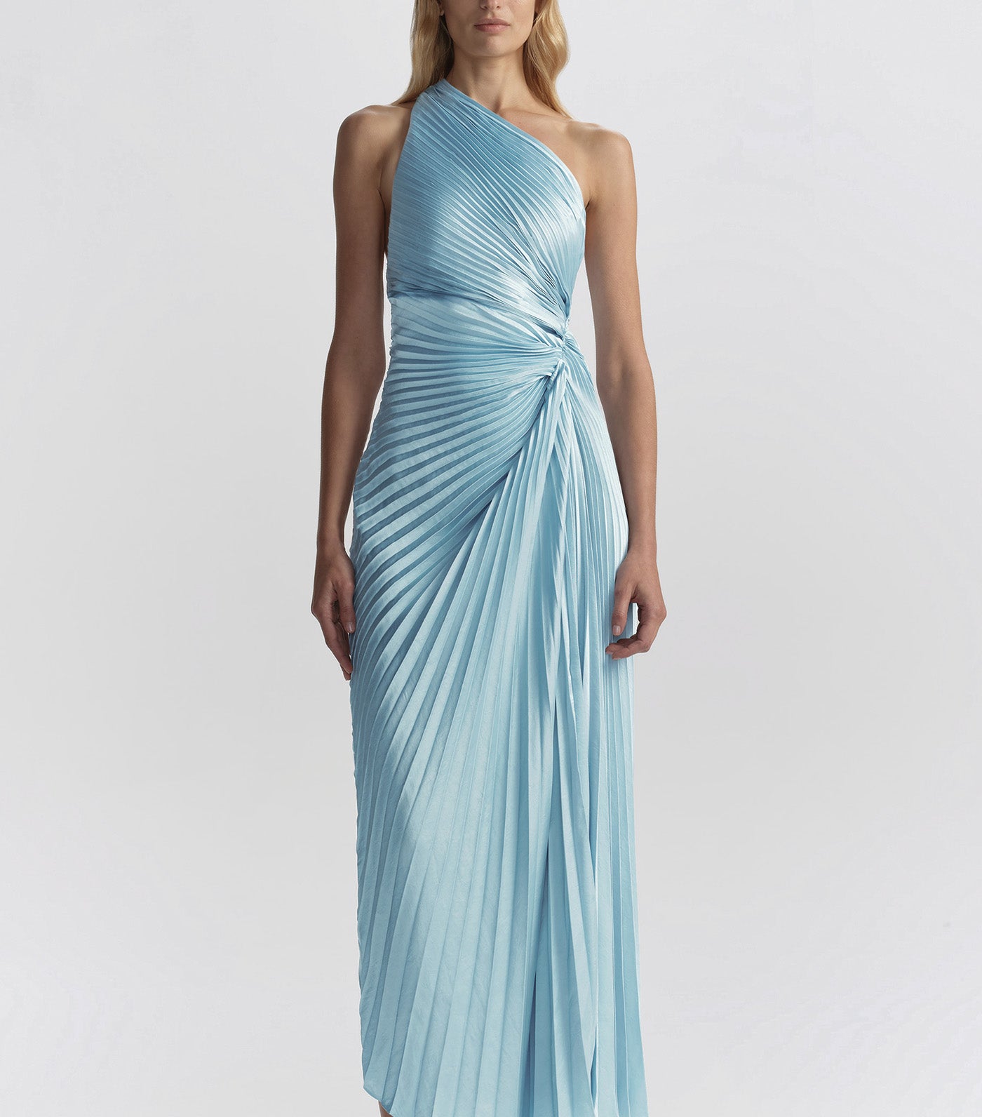 Lara Satin Pleated Midi Dress Delphinium Blue