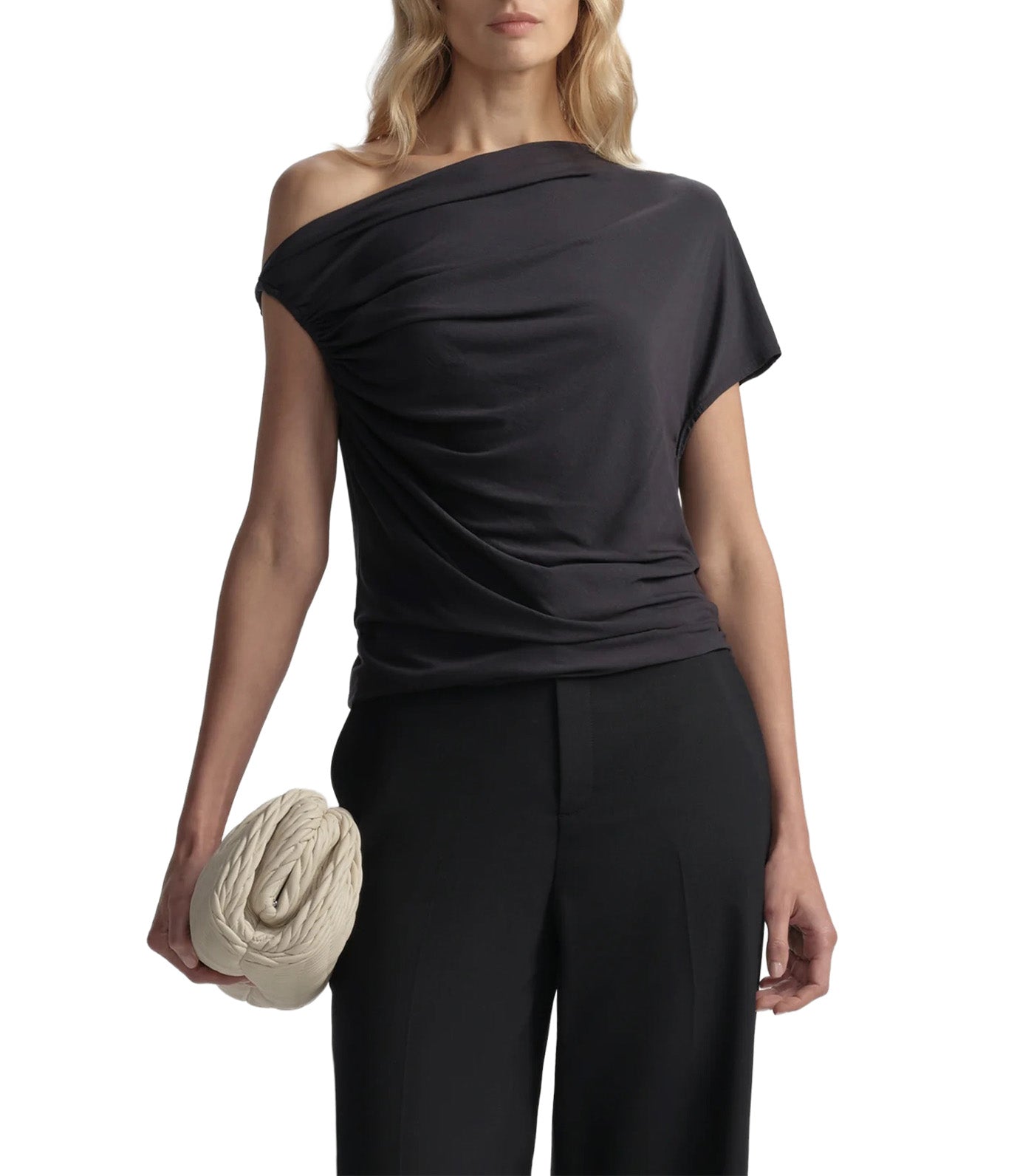 Halle One Shoulder Tee Night Blue