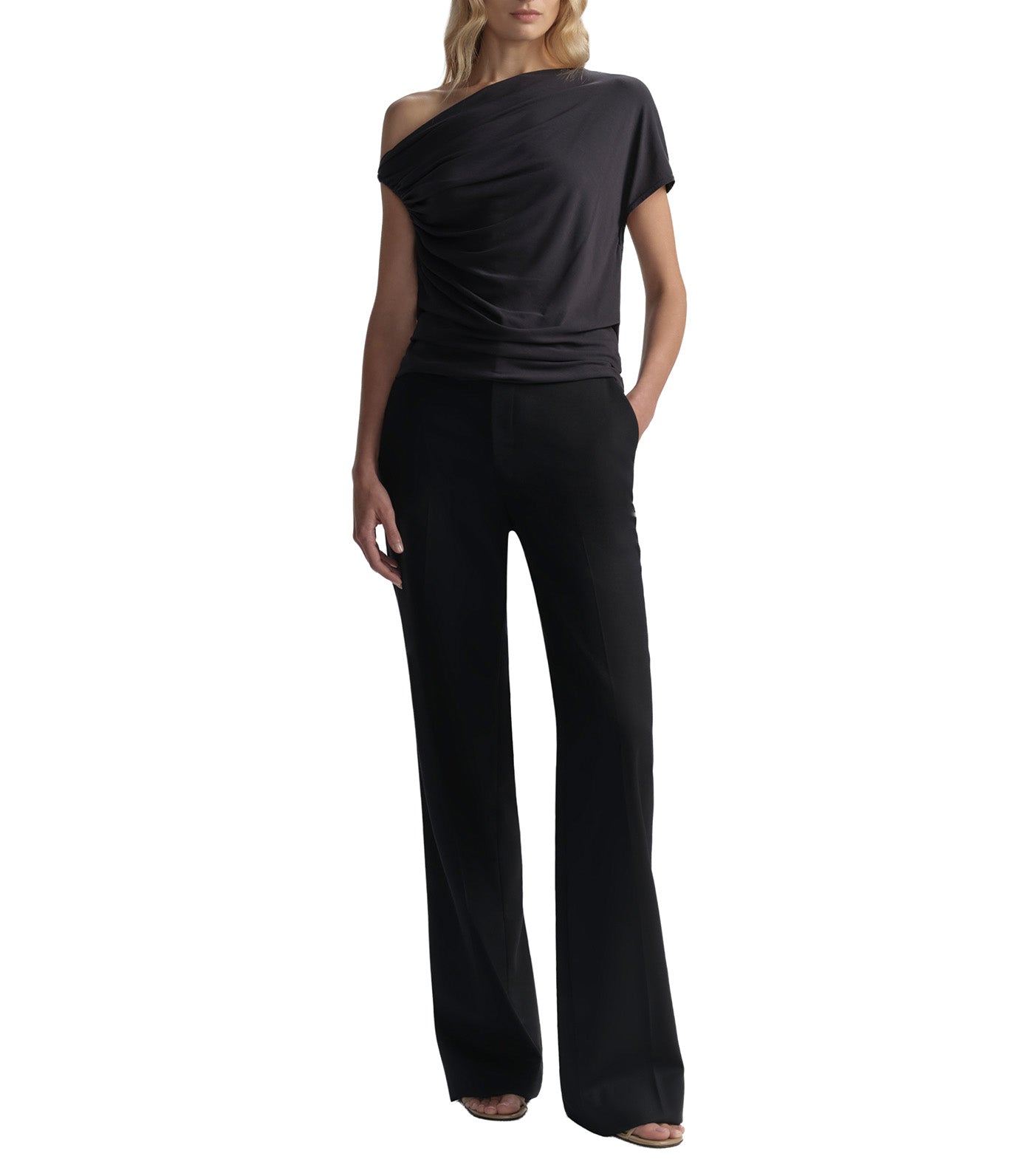 Halle One Shoulder Tee Night Blue