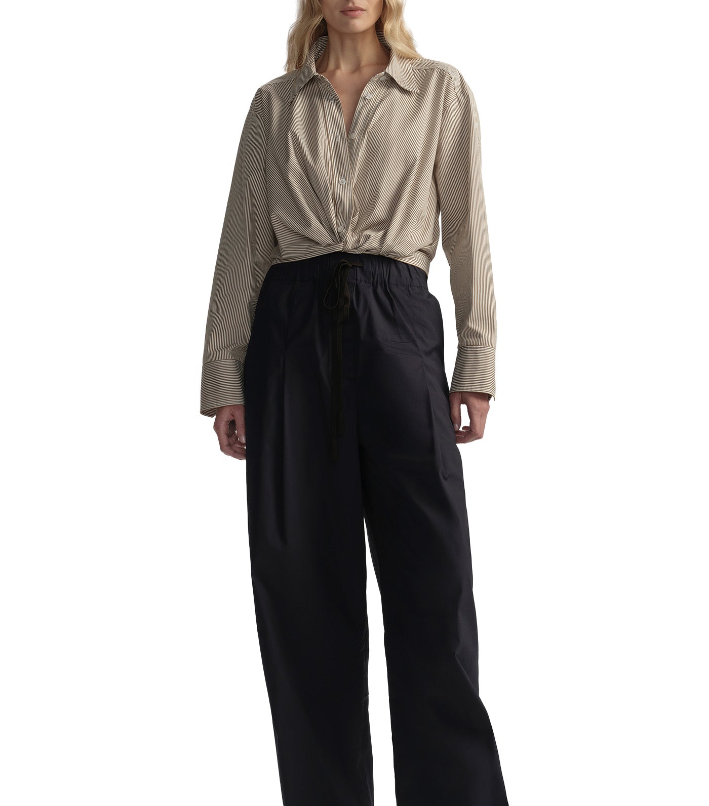 Leo Cropped Cotton Shirt Pearl/Aged Bronze