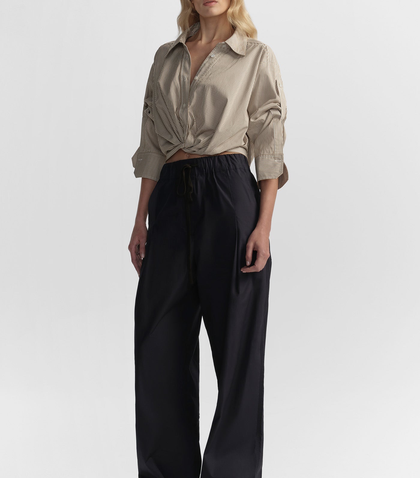 Leo Cropped Cotton Shirt Pearl/Aged Bronze