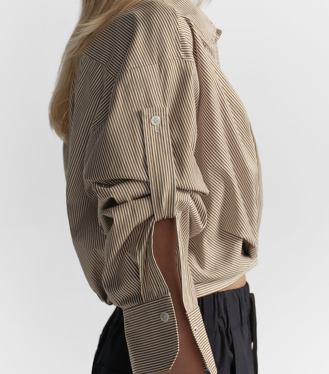Leo Cropped Cotton Shirt Pearl/Aged Bronze