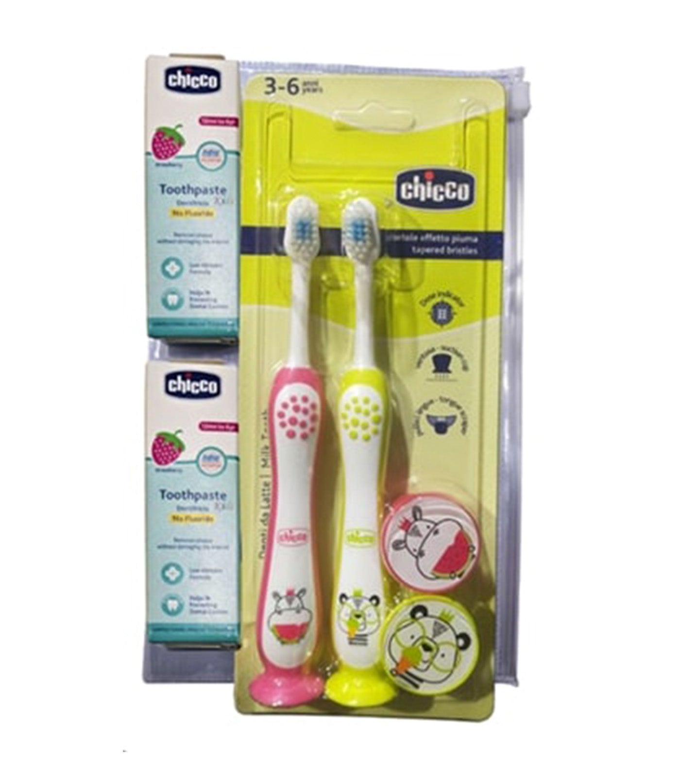 Travel Kit Toothbrush Hippo Panda 3-6 Years Old