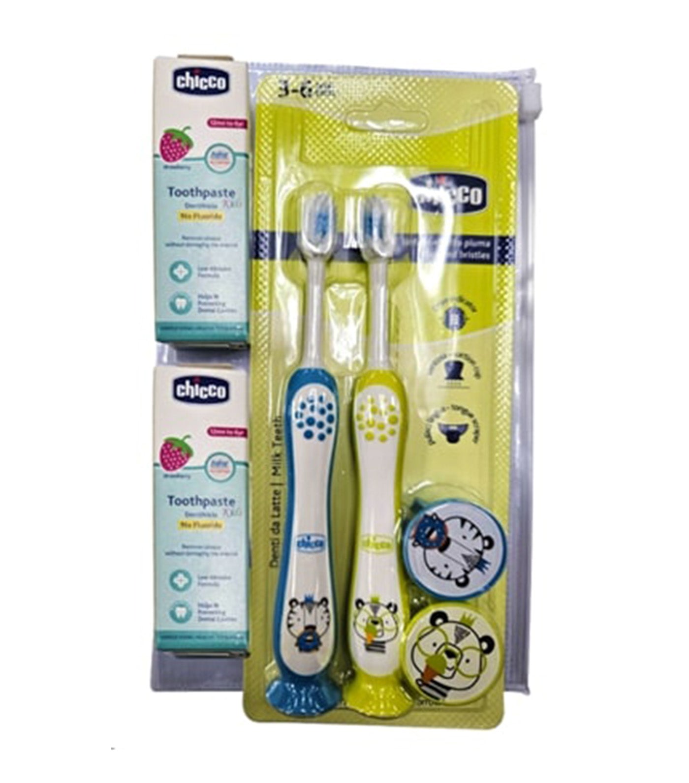 Travel Kit Toothbrush Tiger Panda 3-6 Years Old