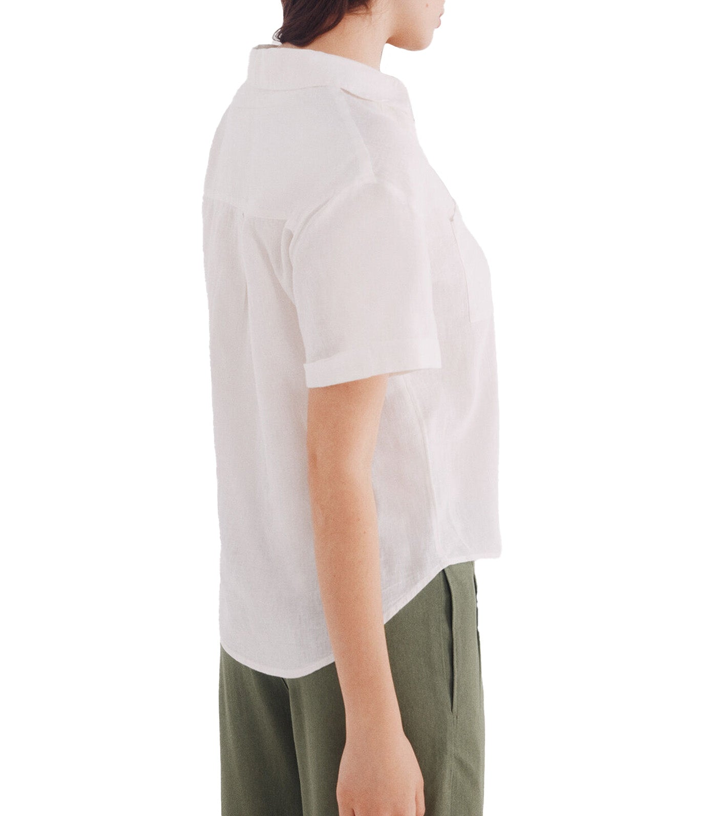 Short Sleeve Cotton Linen Shirt for Women