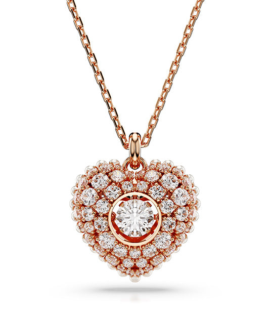 Hyperbola Pendant Heart, White, Rose Gold-Tone Plated