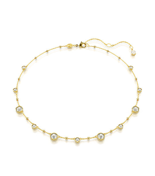 Imber Necklace Round Cut, Scattered Design, White, Gold-Tone Plated