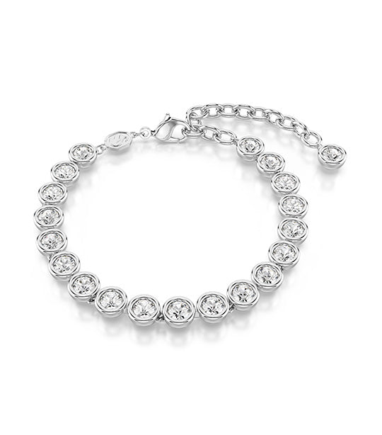 Imber Tennis Bracelet Round Cut, White, Rhodium Plated