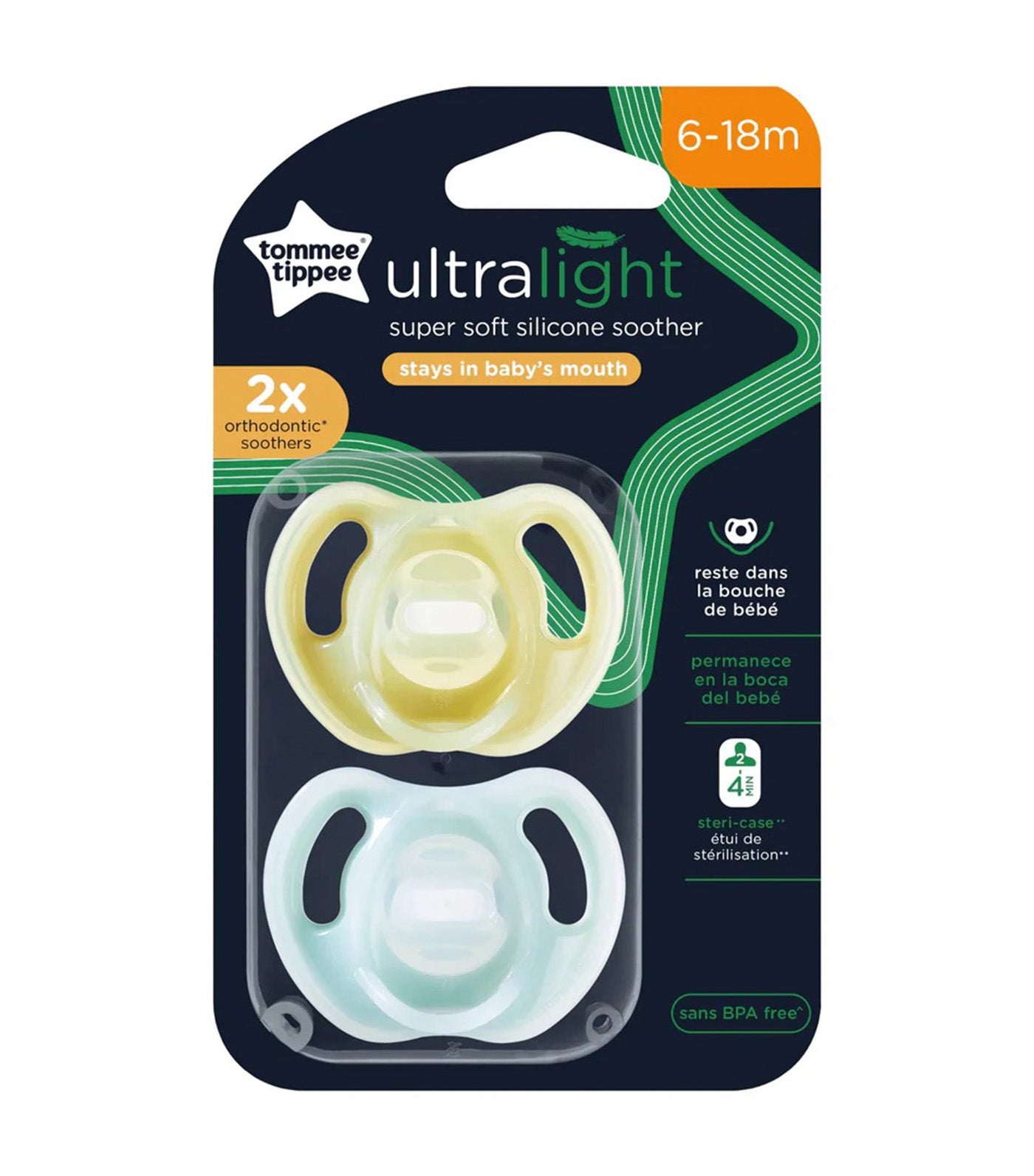 Ultralight Soft Silicone Soother 2 Pack 6 to 18 Months