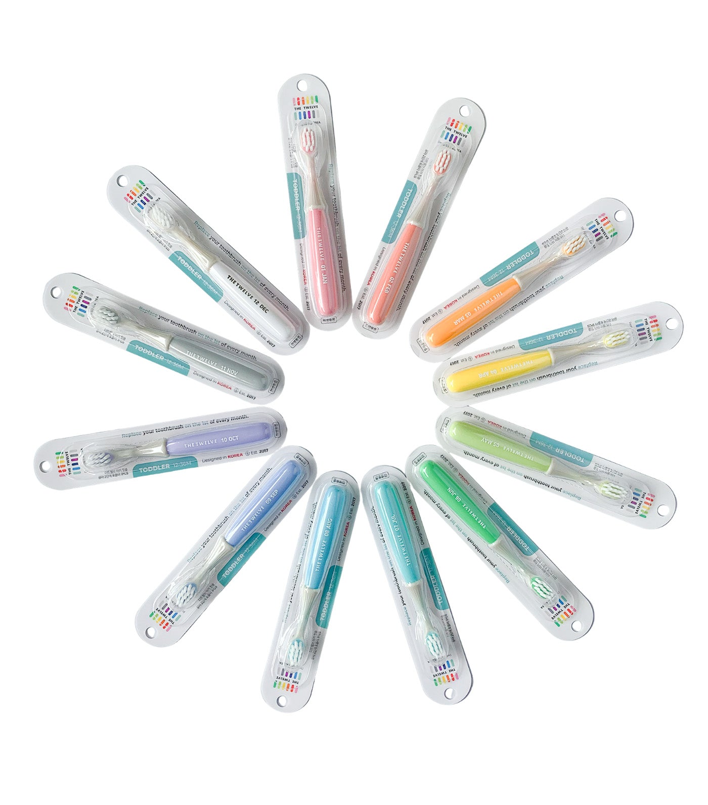 Toddler Toothbrush 12 Pcs Pastel