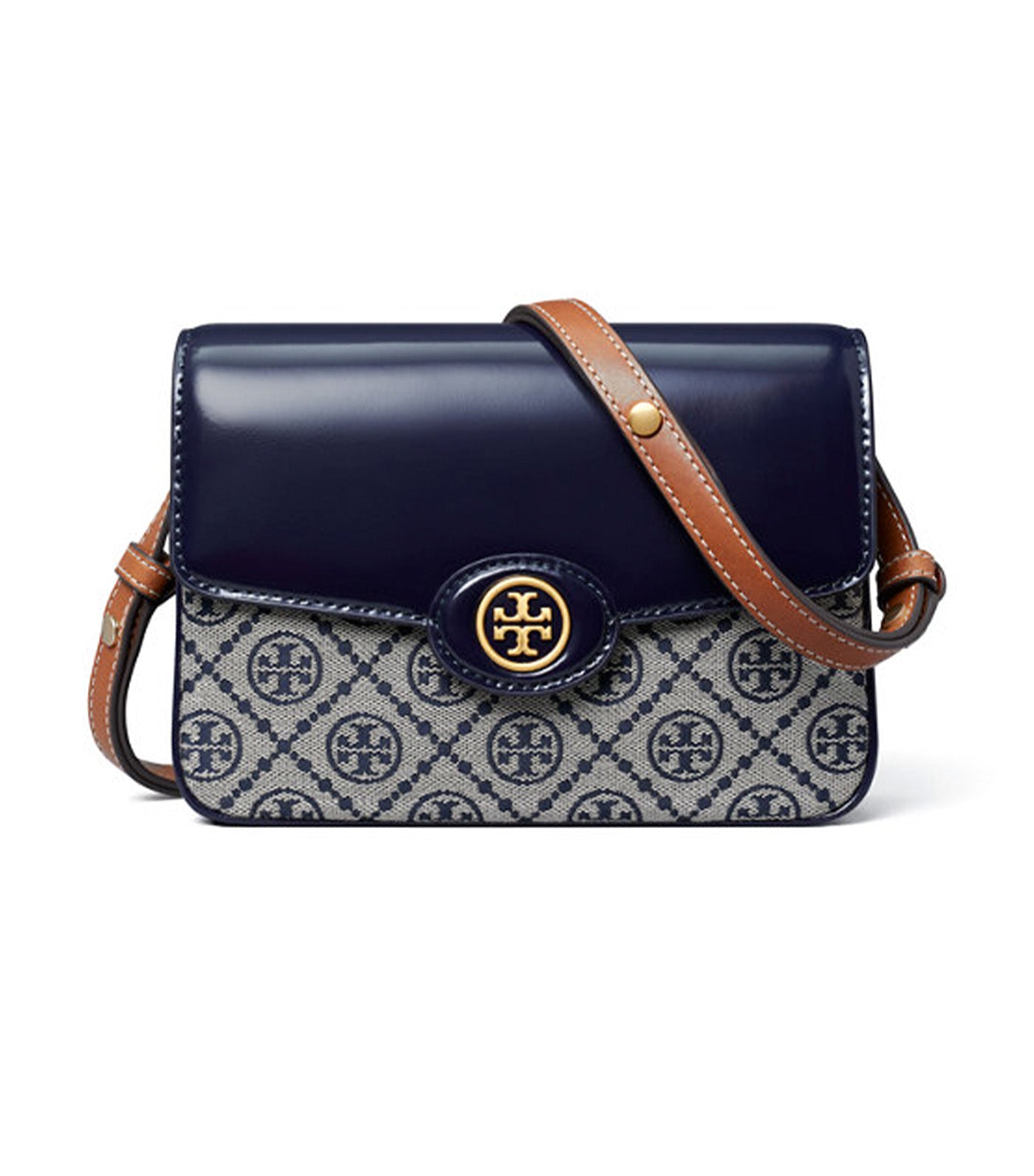 T Monogram Robinson Convertible Shoulder Bag Tory Navy