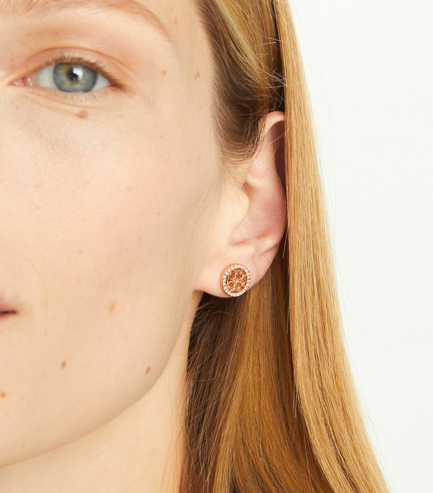 Icon Pavé Stud Earrings Tory Gold/Crystal