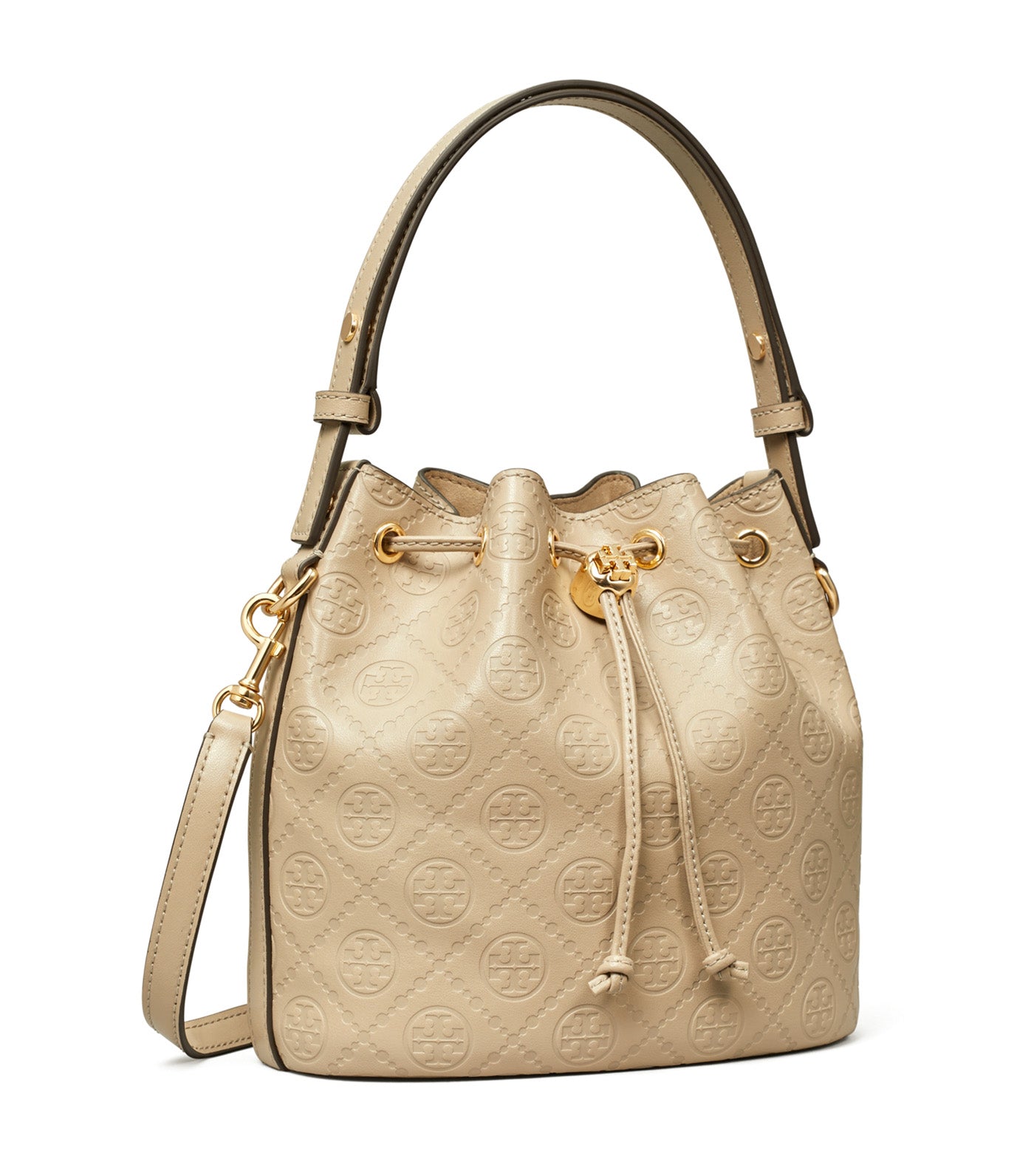 T Monogram Leather Bucket Bag
