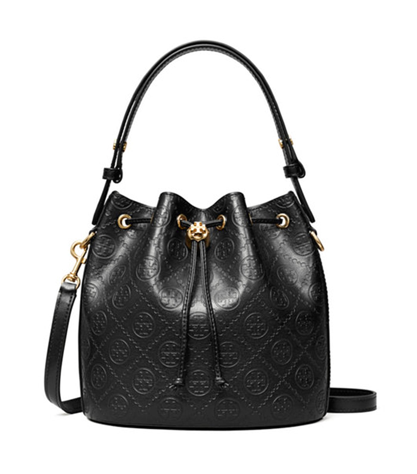 T Monogram Leather Bucket Bag