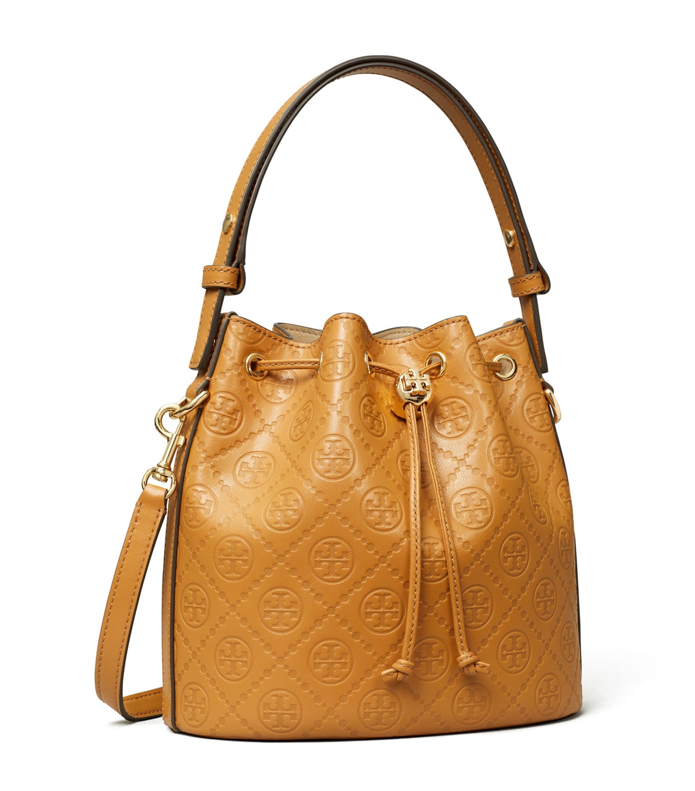 T Monogram Leather Bucket Bag