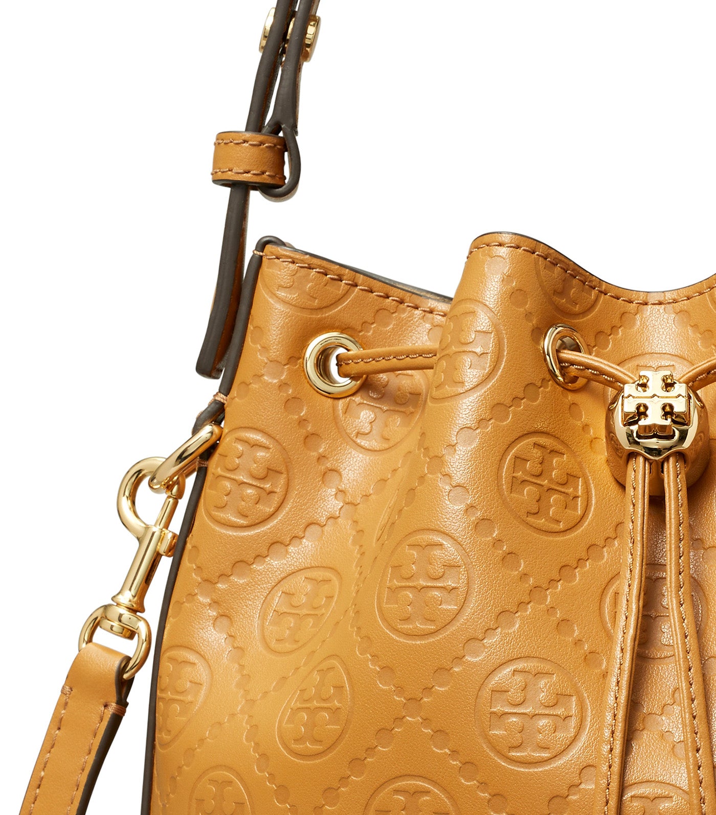 T Monogram Leather Bucket Bag