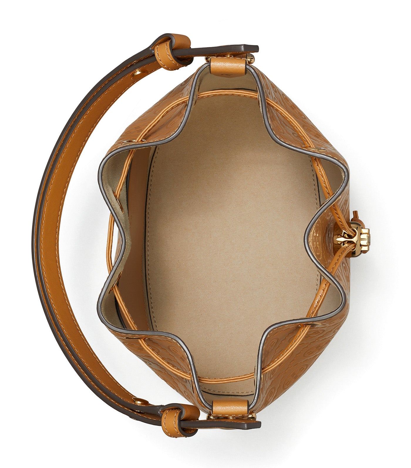 T Monogram Leather Bucket Bag