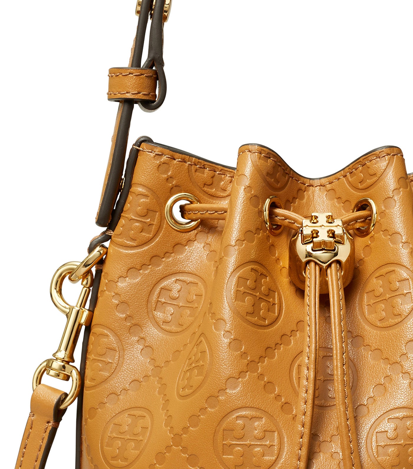 T Monogram Leather Mini Bucket Bag
