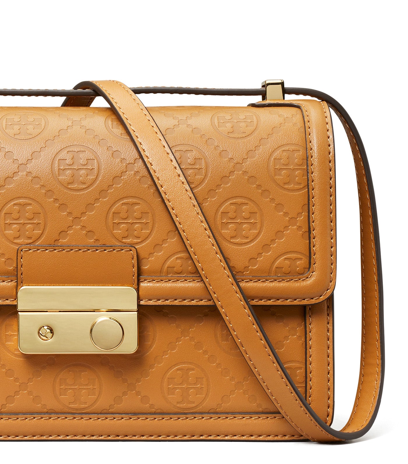 T Monogram Leather Shoulder Bag