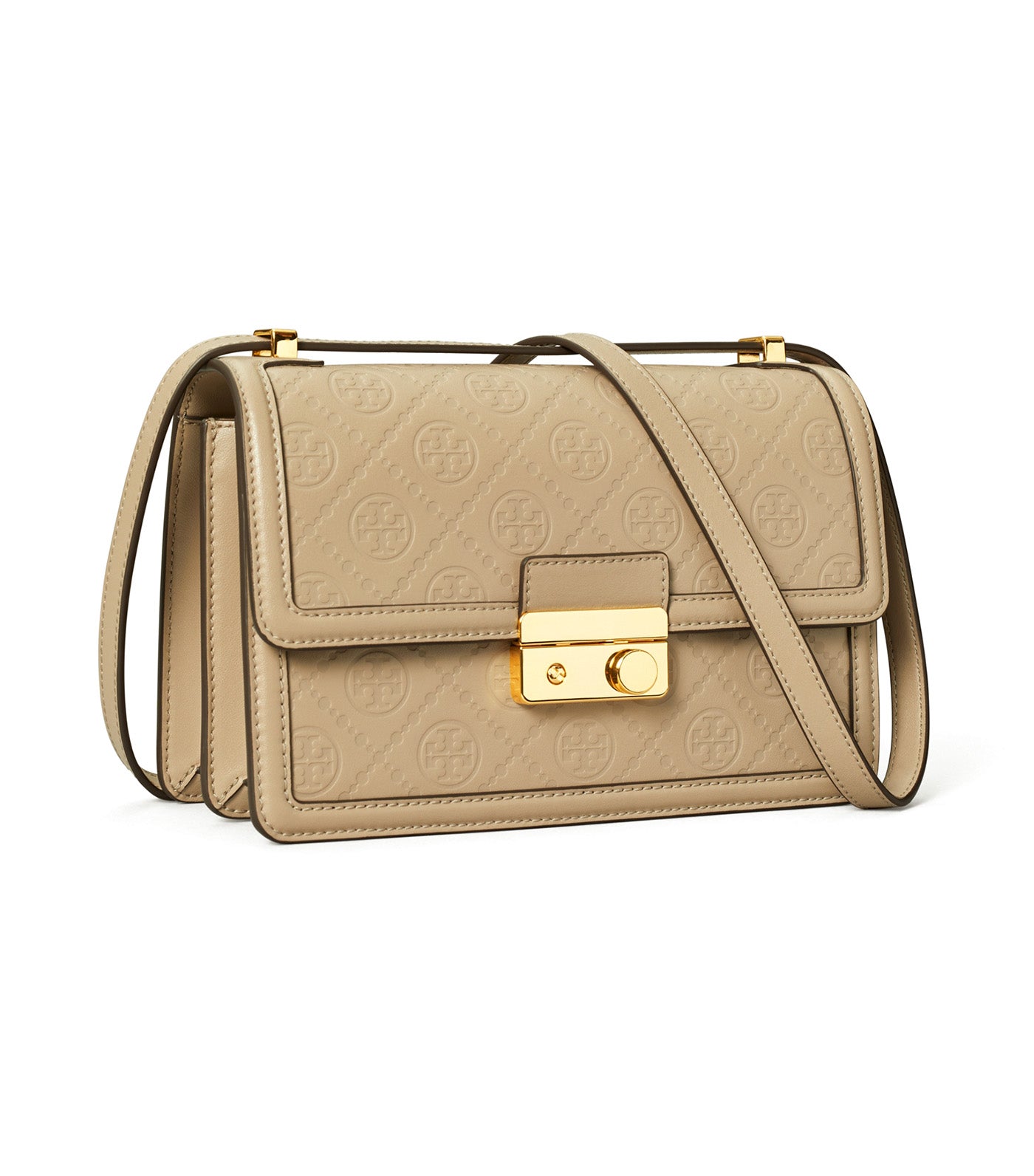 T Monogram Leather Shoulder Bag