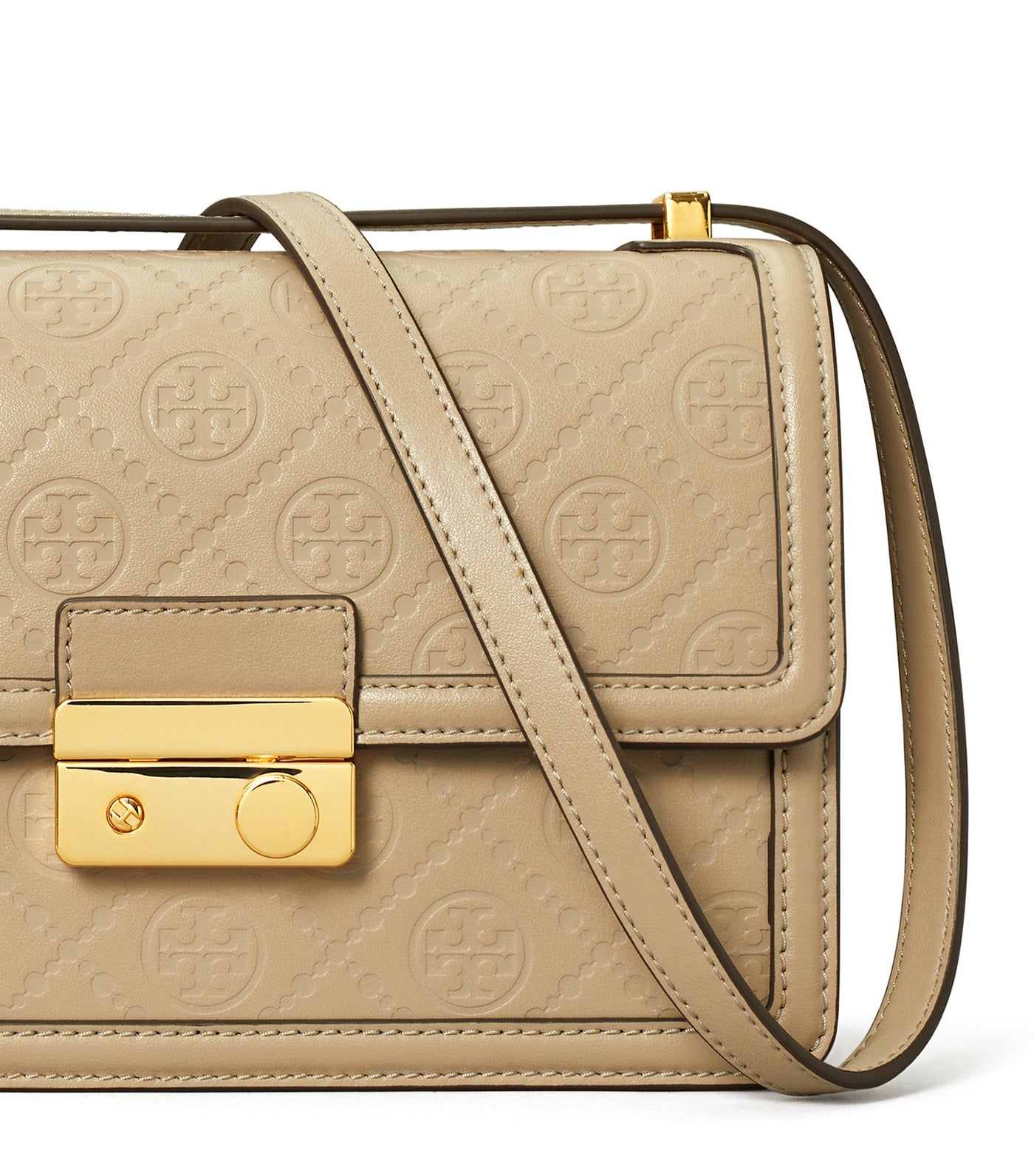 T Monogram Leather Shoulder Bag