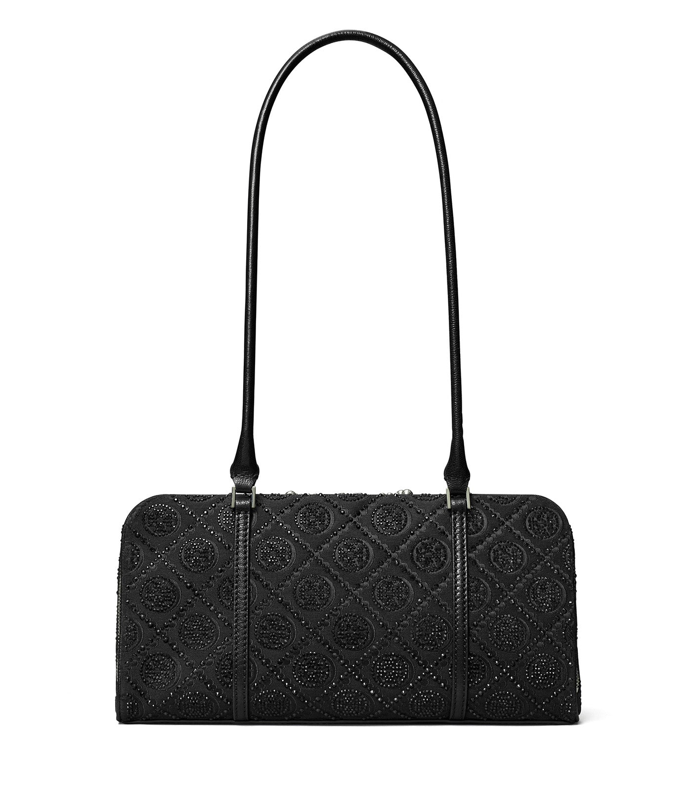 Small T Monogram Embellished Marshmallow Satchel Black