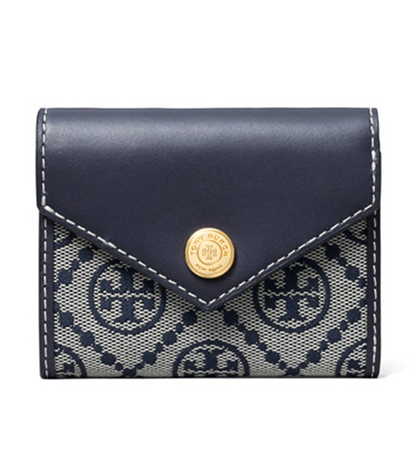 T Monogram Small Envelope Wallet Tory Navy