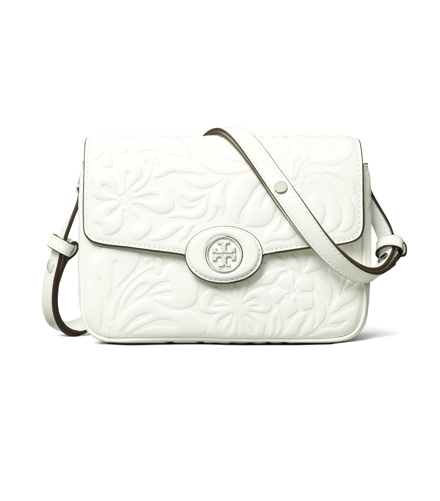 Robinson Floral Embossed Convertible Shoulder Bag Blanc