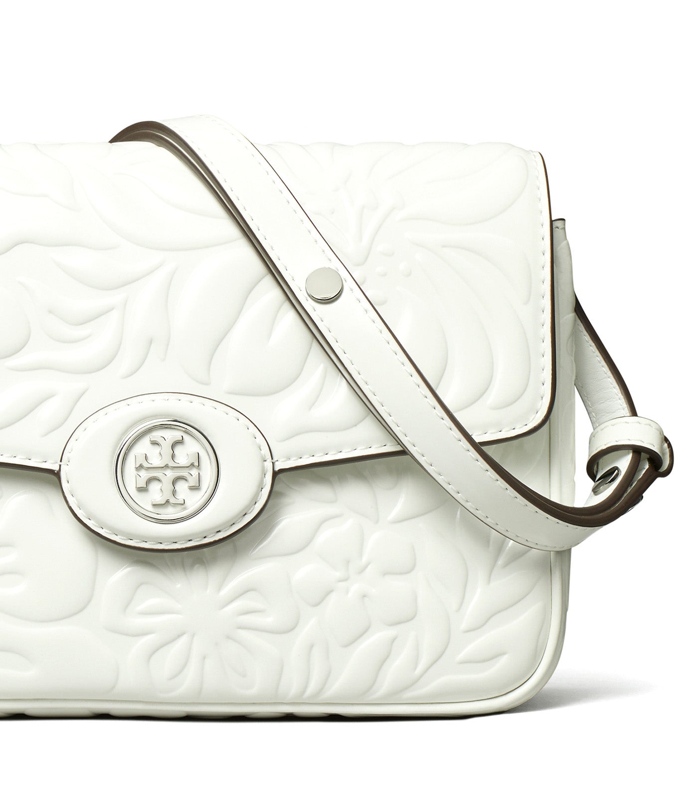 Robinson Floral Embossed Convertible Shoulder Bag Blanc