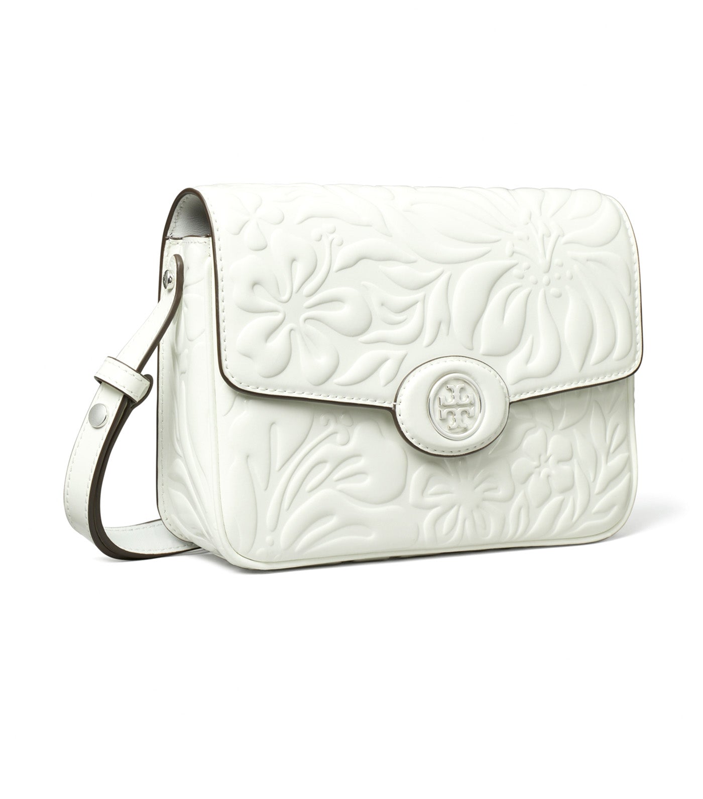 Robinson Floral Embossed Convertible Shoulder Bag Blanc