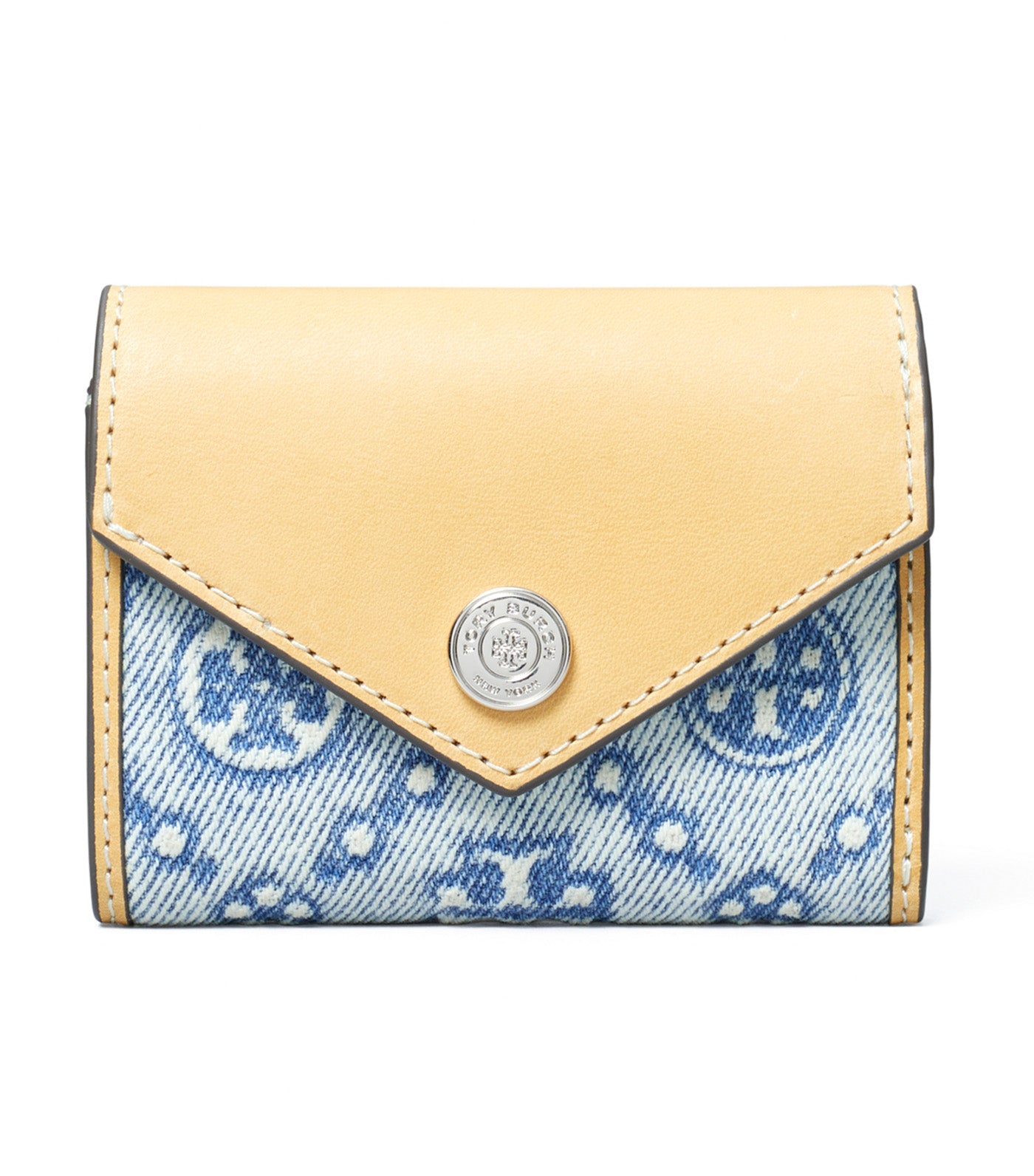 T Monogram Denim Small Envelope Wallet Powder Blue